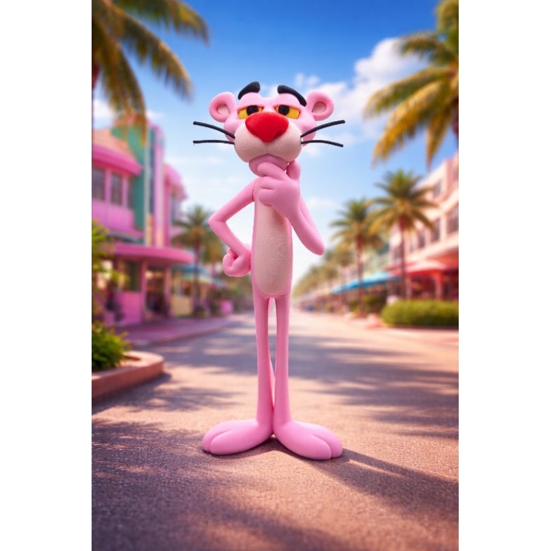 Boneco Decorativo de Pantera Rosa Estilizada – Impresso em 3D - 23 cm de altura em Oferta na Shopee