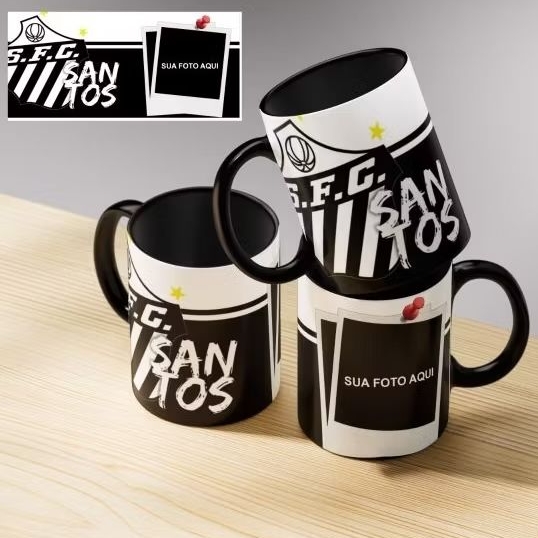 Caneca De Porcelana Estampa Do Santos Personalizada Com Sua Foto Xícara Perfeita Para Presente