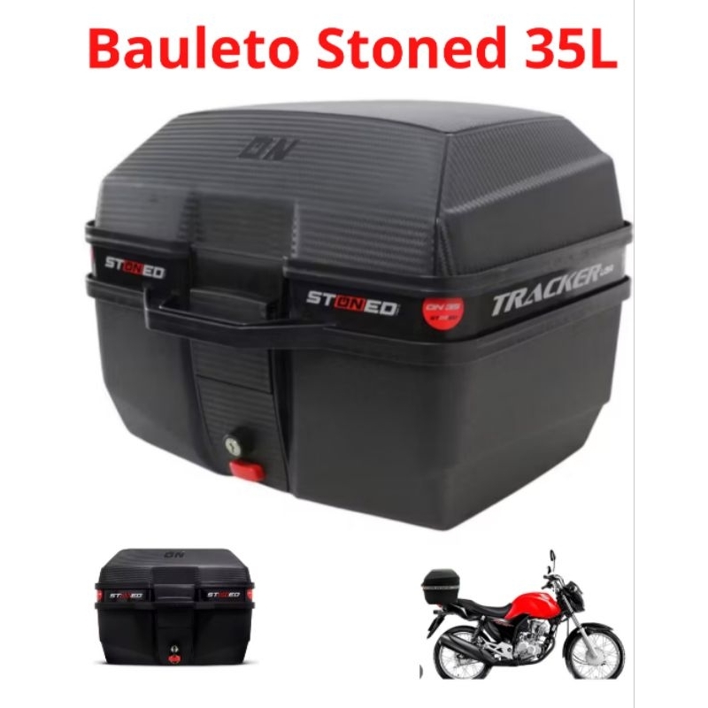 Bauleto Stoned 35L Tracker Baú C/ Kit Fixação Base Universal Moto Resistente Motoboy