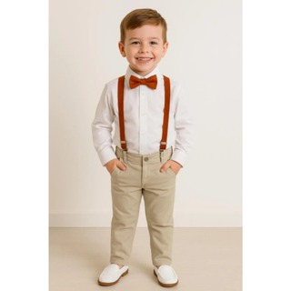 Calça Nude Camisa Branca Gravata Suspensório Terracota Batizado Pajem Casamento Formatura Menino Infantil Festa em Oferta na Shopee