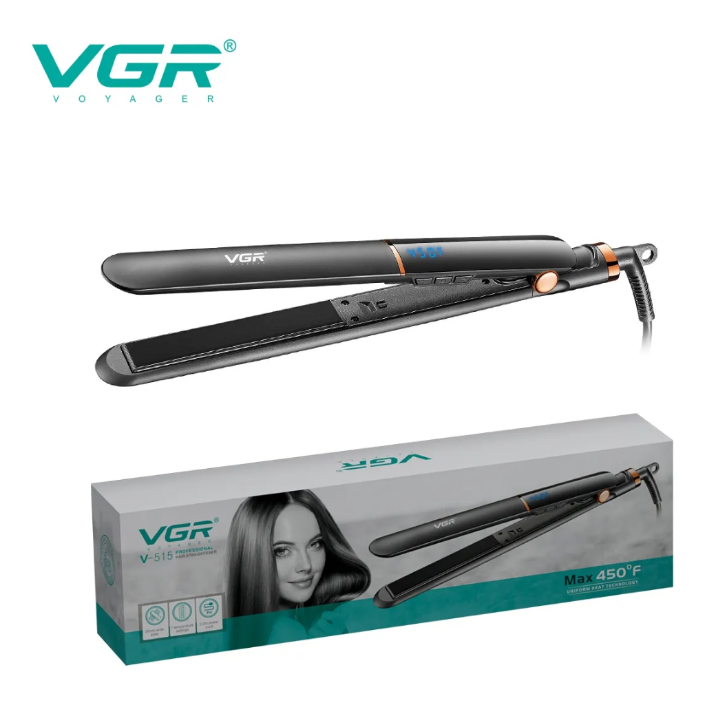 VGR Chapinha Prancha Alisadora de Cabelo Cerâmica Turmalina Bivolt Cabo Giratório 2M OIV-515