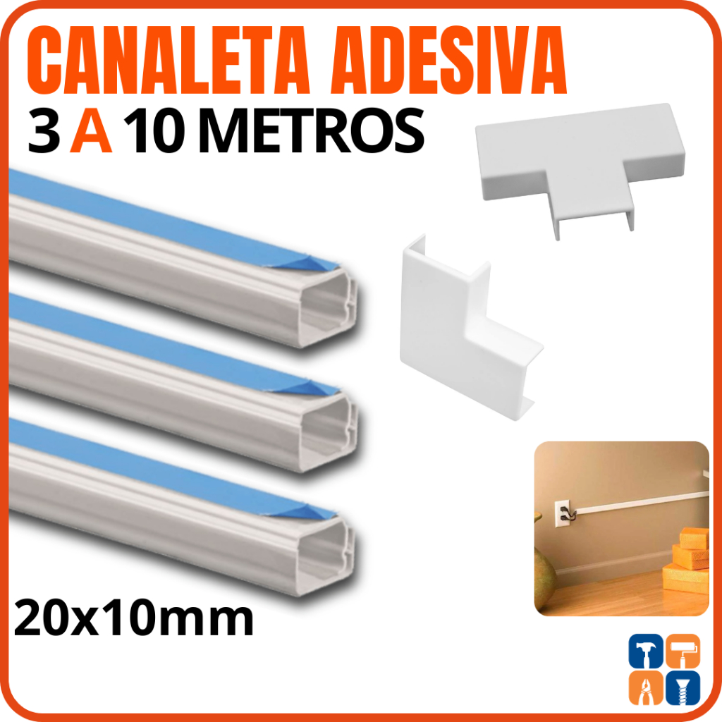 Canaleta para Fio Organizador Cabo 3 Metros Canaleta Adesiva Retangular Cotovelo Emenda Esconde Fio em Oferta na Shopee