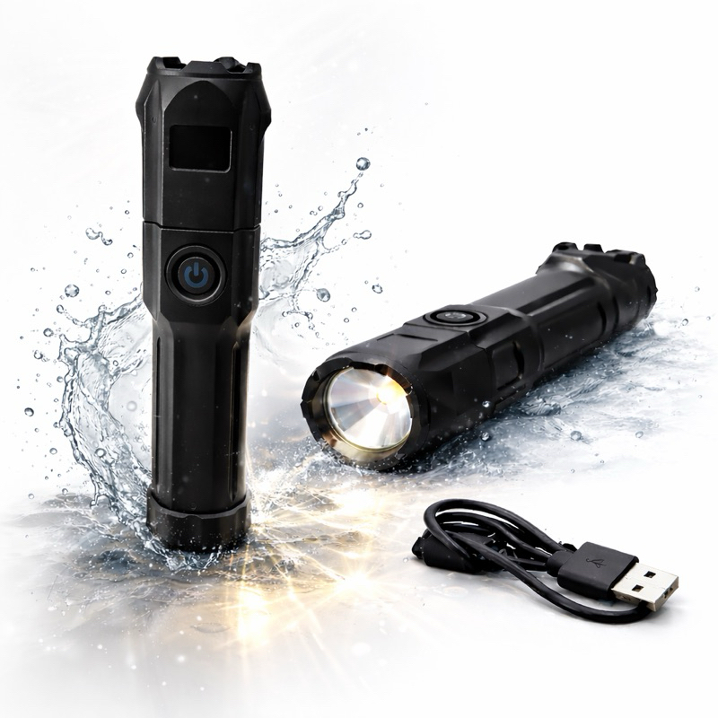 Lanterna Tática Recarregável USB LED Potente Alcance 200m Alta Luminosidade Acampamento Camping em Oferta na Shopee