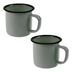 Kit 2 Canecas Esmaltadas 150ml Cinza 6cm - Art House