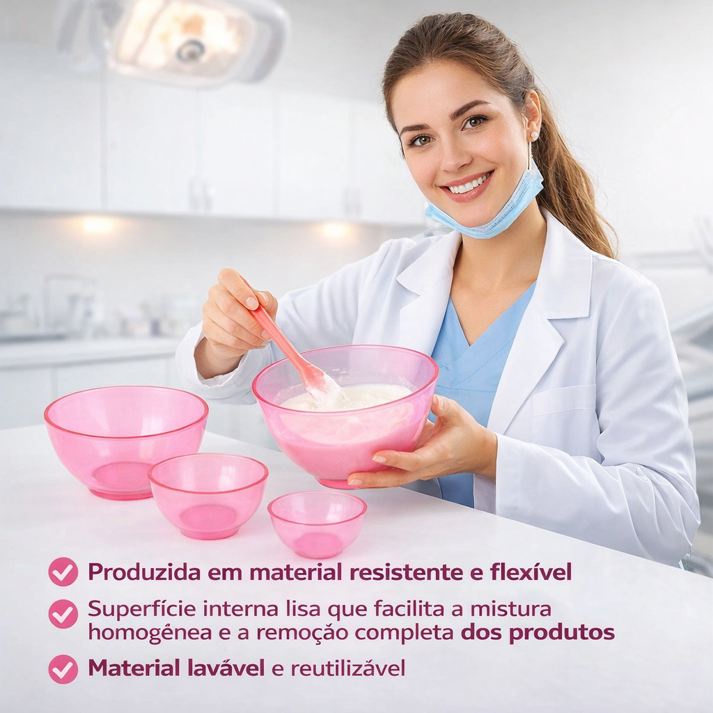 Kit Cubetas Estética de Silicone com Espátula Rosa OGP c/ 4 Unidades em Oferta na Shopee