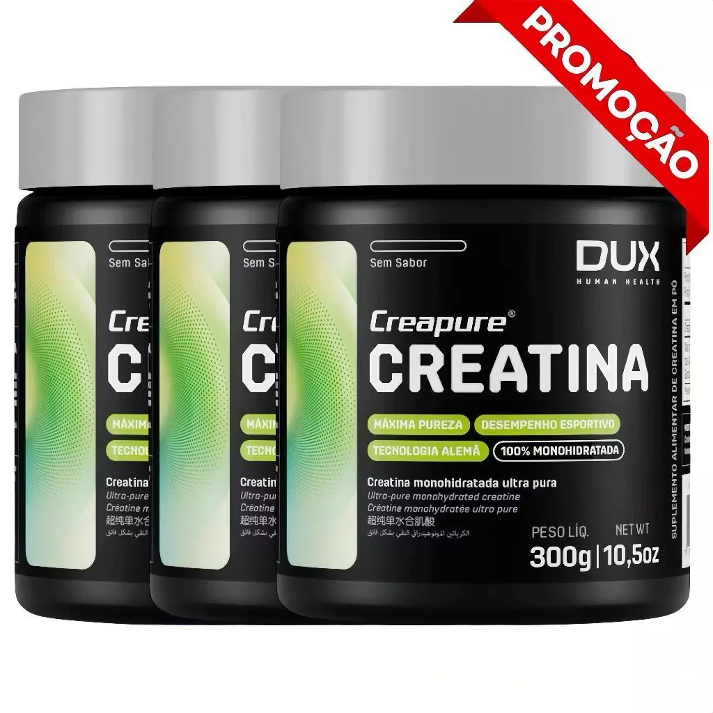 Creatina DUX 300g - 100% Pura com SELO CREAPURE Reconhecido pela ANVISA