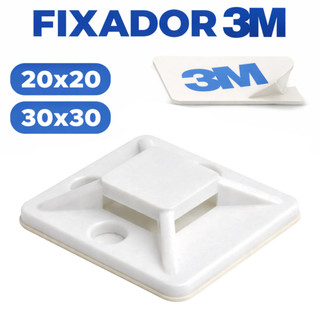 Suporte Adesivo 3M 20x20 e 30x30mm Dupla Face Forte para Fixação de Cabos e Abraçadeiras 20 50 100 un