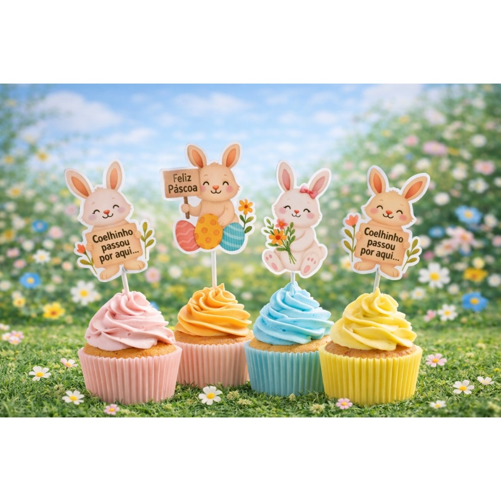 Topo para Cupcake Páscoa Sortido | Decoração de Páscoa | Enfeite Páscoa