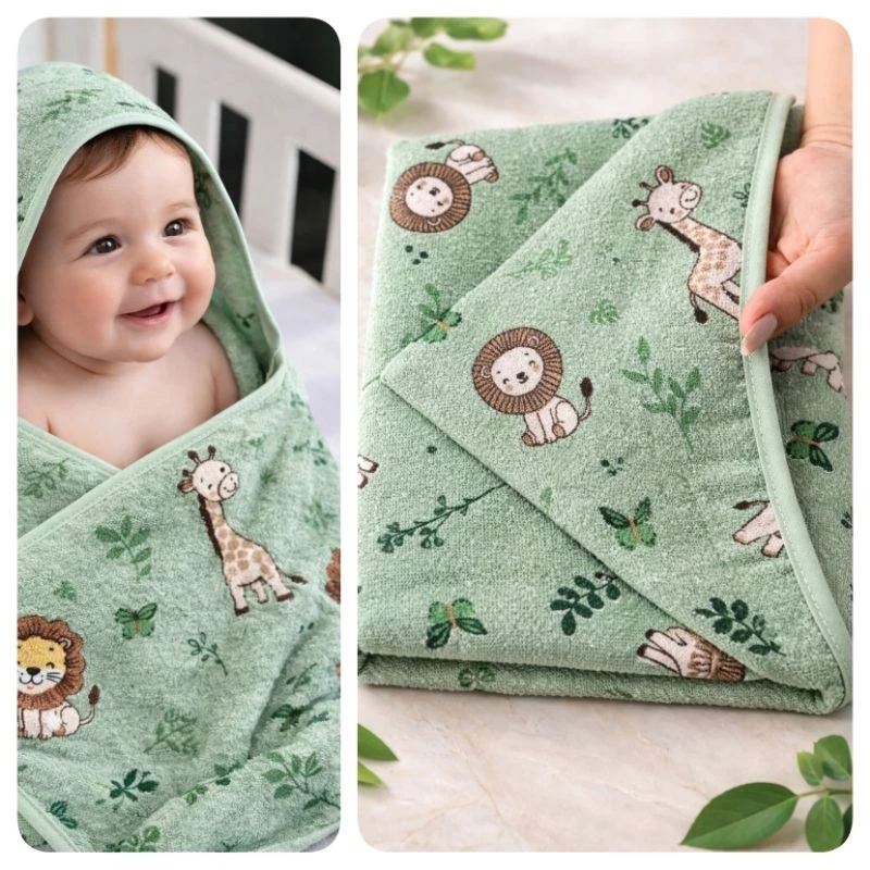 Toalha de Banho Felpuda Infantil Bebê com Forro de Fralda e Capuz Enxoval Presente Maternidade