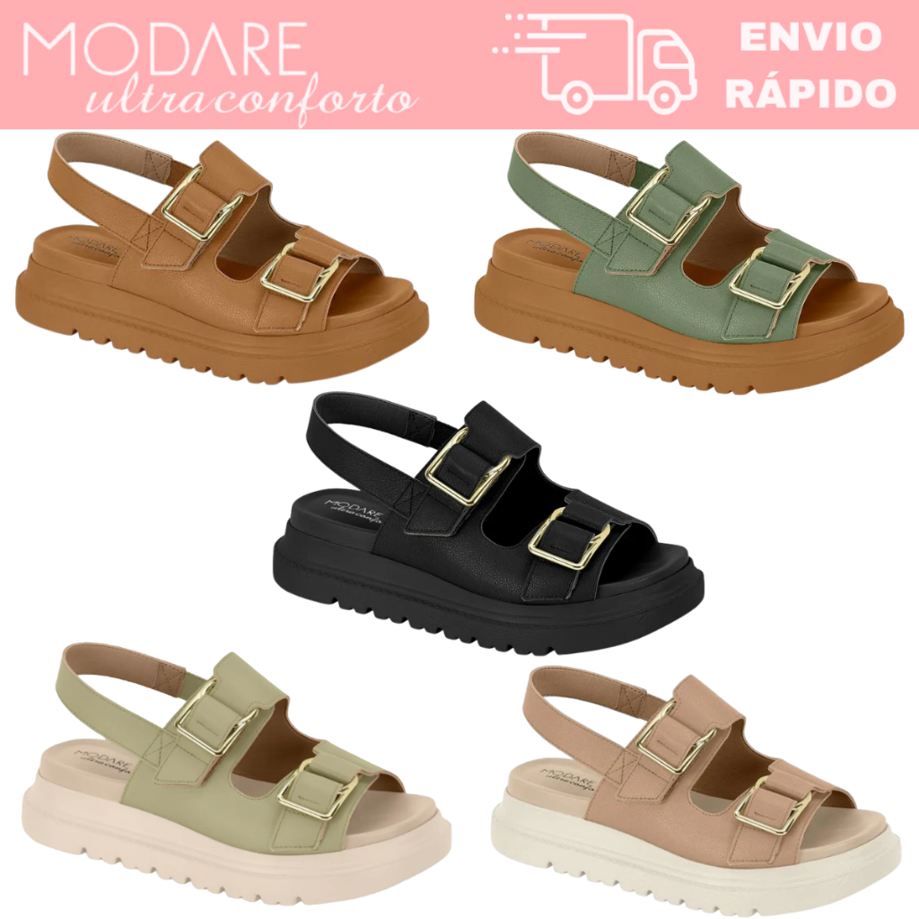 Sandália Flatform Modare 7200.102 Feminina Conforto Anatômica Casual Leve