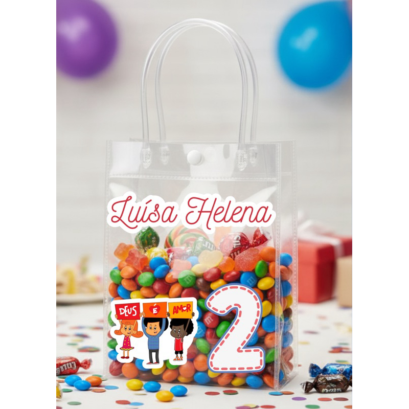 Kit Personalizado de Adesivos Três Palavrinhas Para Sacolinha - NÃO ACOMPANHA SACOLA- lembrancinha aniversário