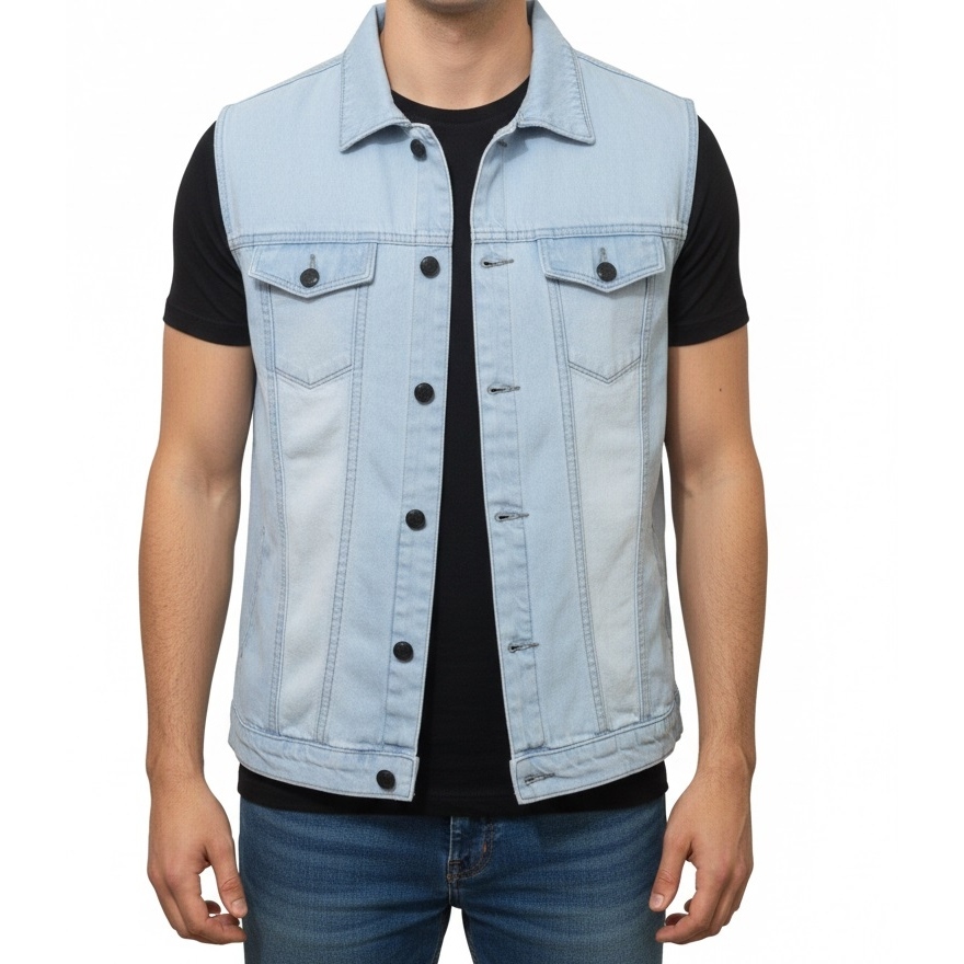 Colete Jeans Masculino Sem Rasgos Tecido 100% Algodão + Cores