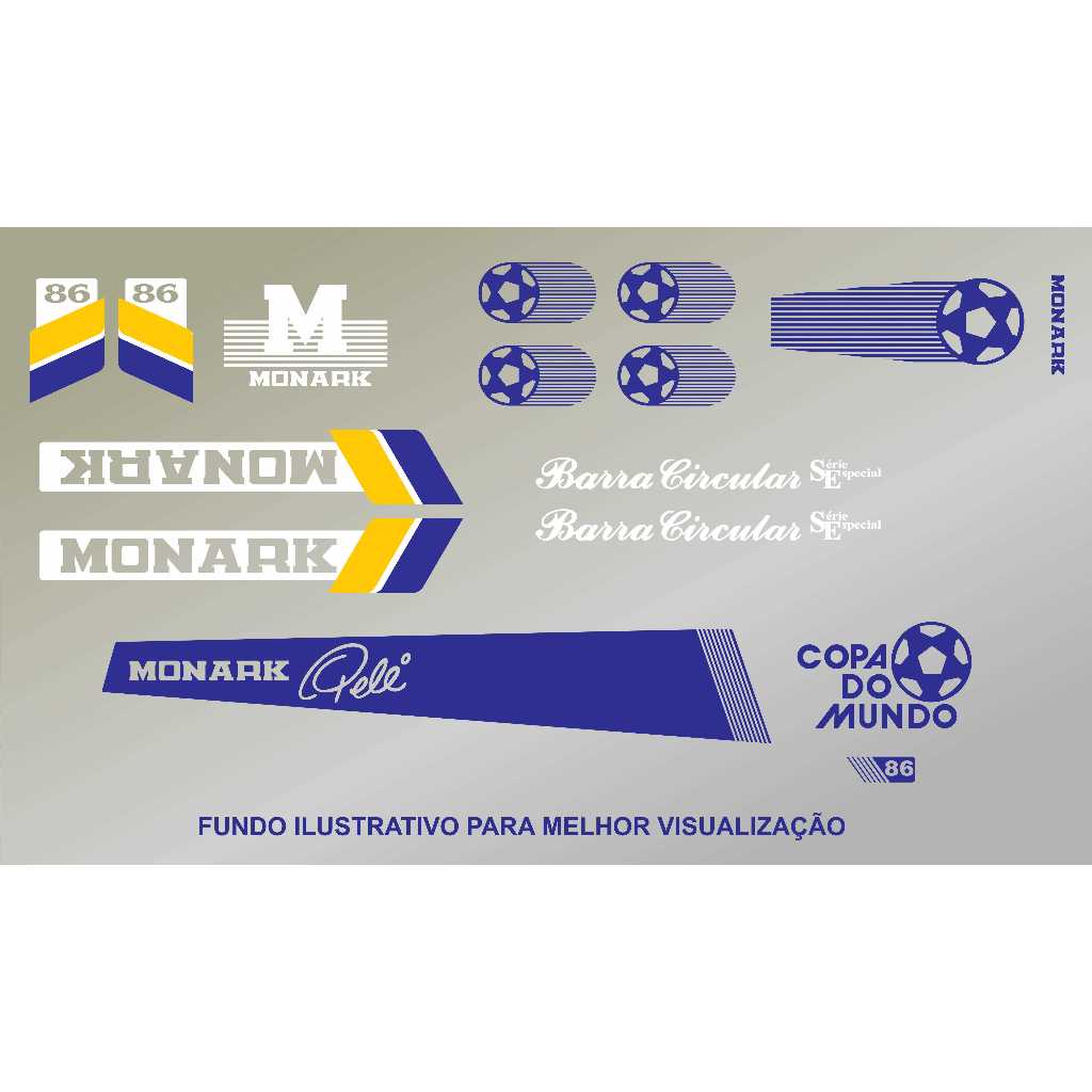 Adesivos Bicicleta Monark Barra Circular 1986 Copa do Mundo