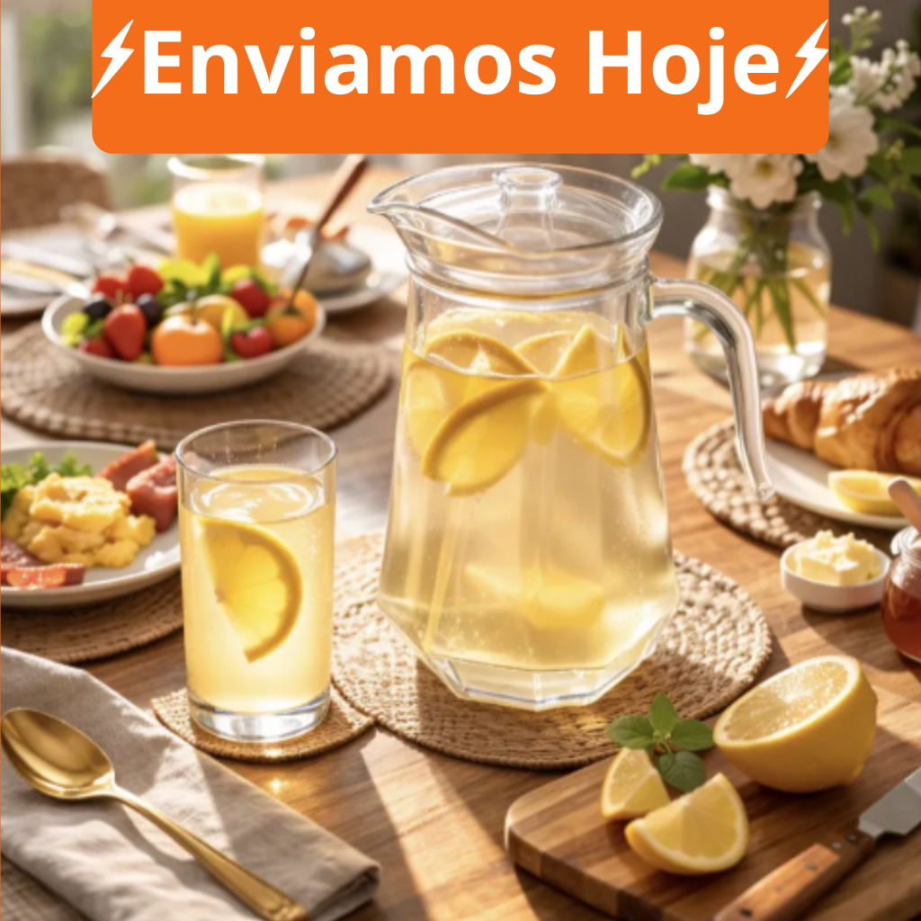 Jarra de Vidro 1,2L Transparente para Água e Suco Com Tampa em Oferta na Shopee