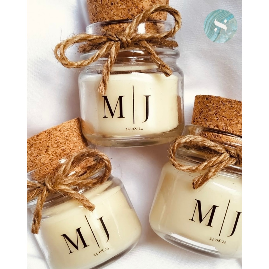 Kit Mini Vela Aromática Personalizada 40g | Lembrancinha Casamento, Maternidade, Aniversário, Batizado | Vela Perfumada.