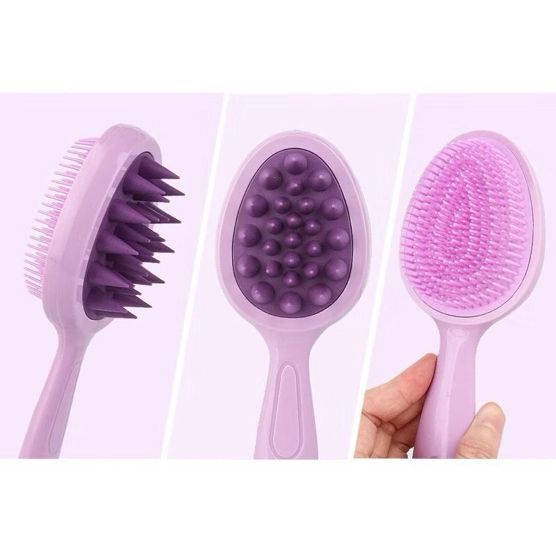 Escova para Banho 2x1, cabelo Seco ou Molhado, Massageador couro cabeludo, pós tintura, Escova Dupla, macia, Lavar cabel