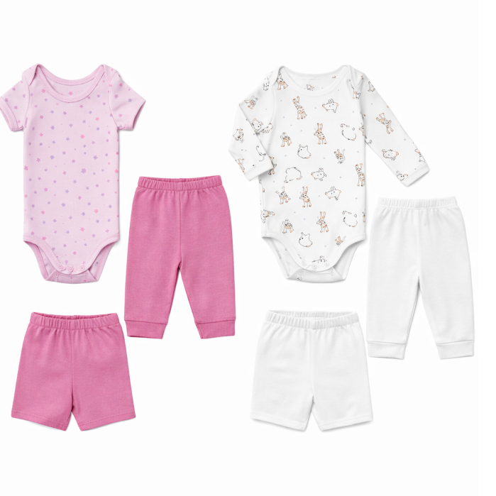 Trijunto Bebê Suedine 3 Peças Body Calça Short Roupa Infantil Confortável