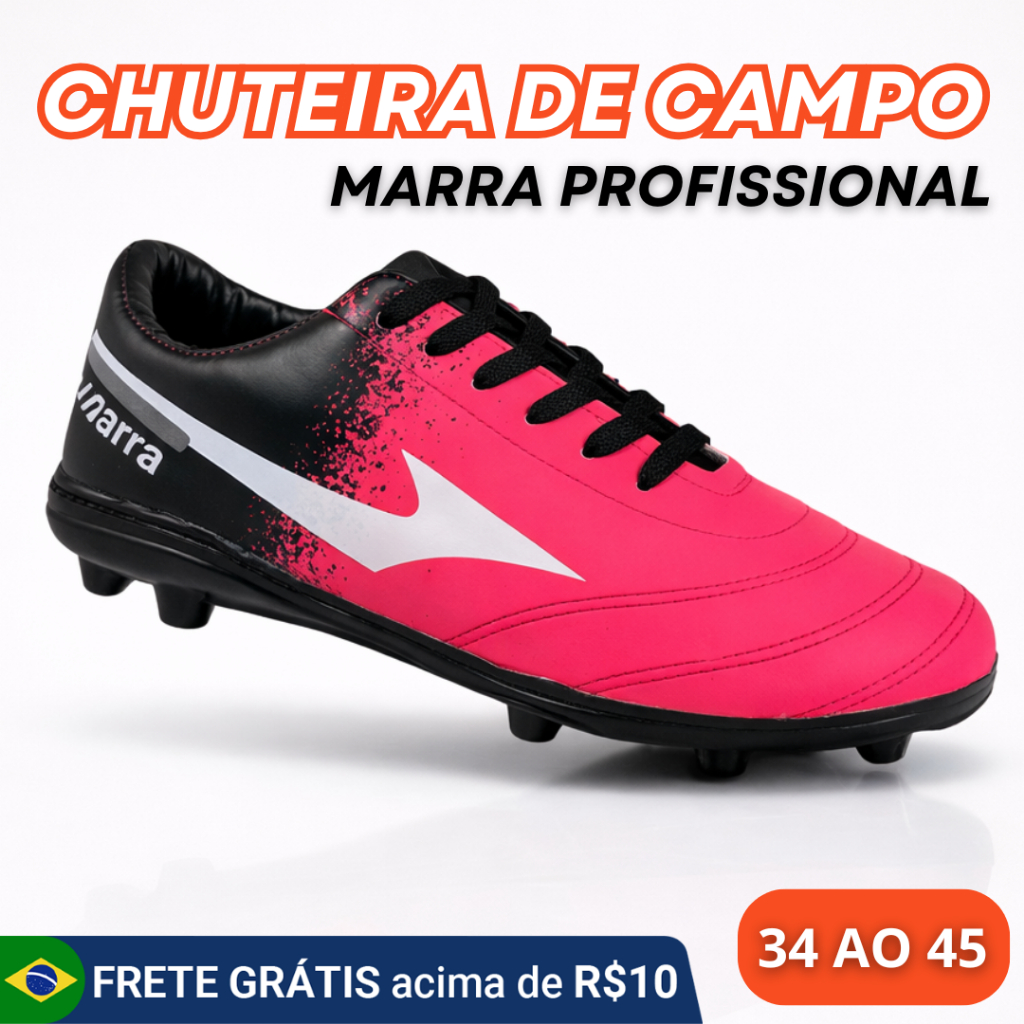 Chuteira de Campo Adulto Masculina Confortável Ideal para Futebol 34 ao 45