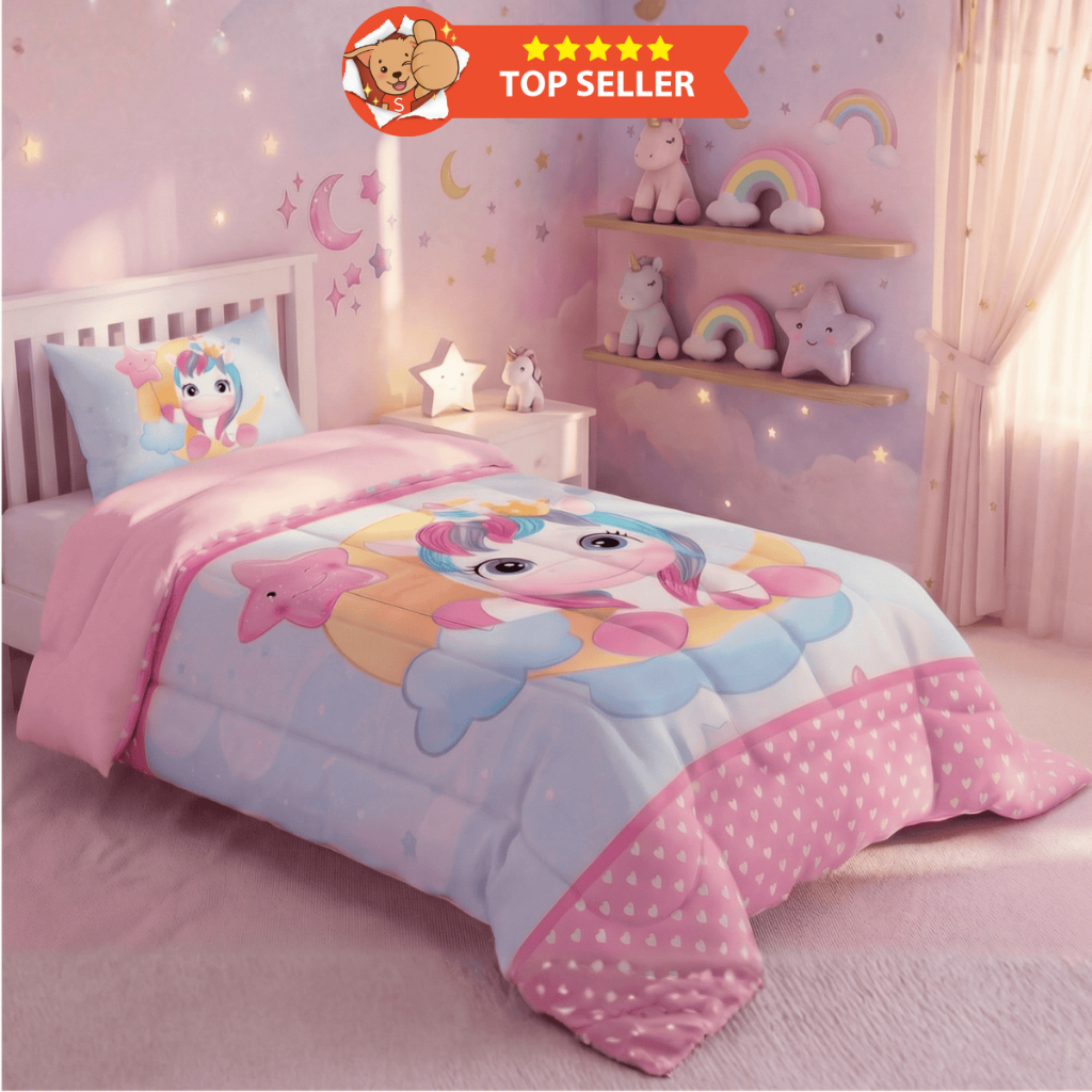 Edredom Infantil (EXCLUSIVO) 400 Fios Premium Grosso Macio e Quente 2 Peças para Meninas