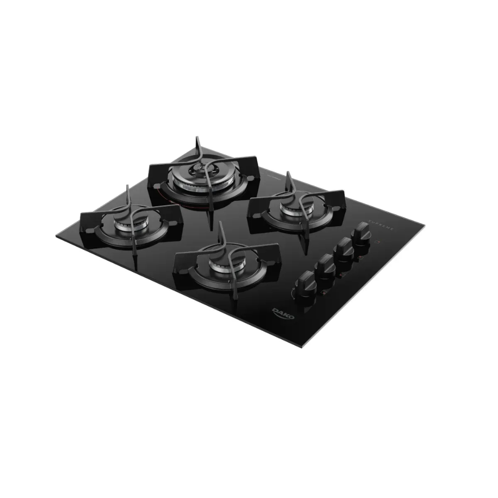 Cooktop Dako Supreme 4 Bocas a Gás Mesa de Vidro Temperado Preto Bivolt · foto 2