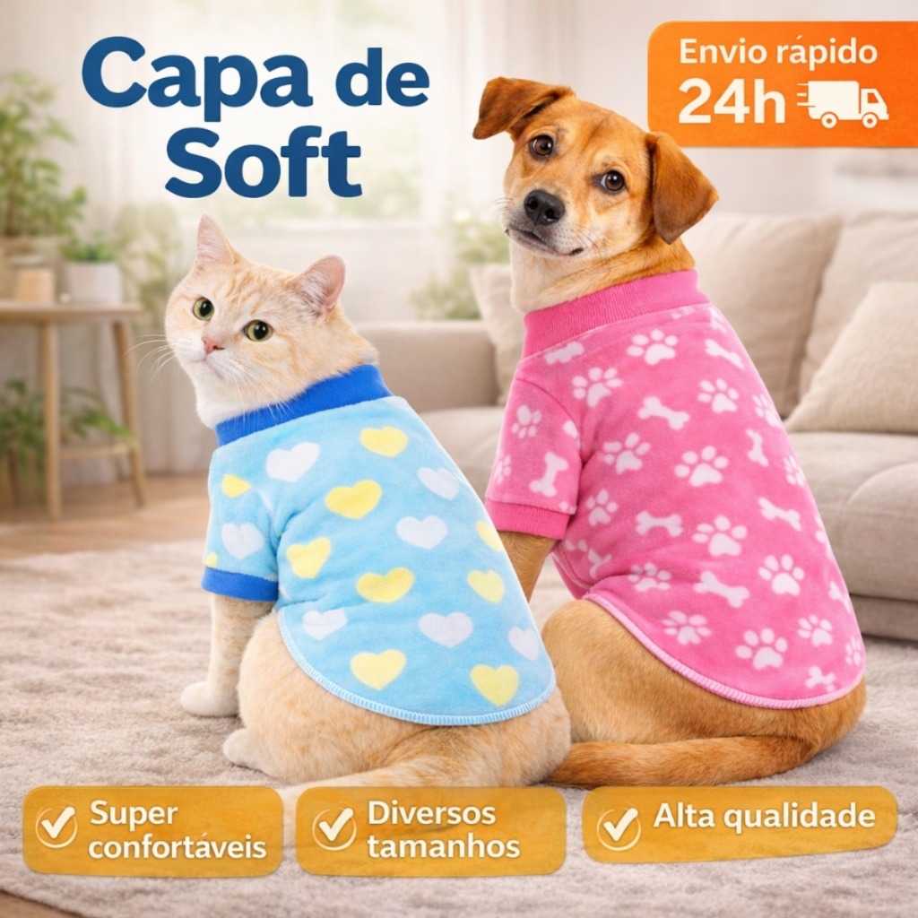 Roupa de Cachorro Capa de Soft Quentinha Roupa Pet Soft Macio e Confortável para Cães e Gatos em Oferta na Shopee