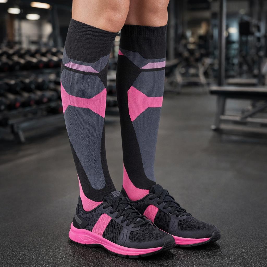 1 Par de Meia  para Varizes e Para Pratica De Crossfit Ciclismo Corrida e Academia Feminina Compressiva Esporte.