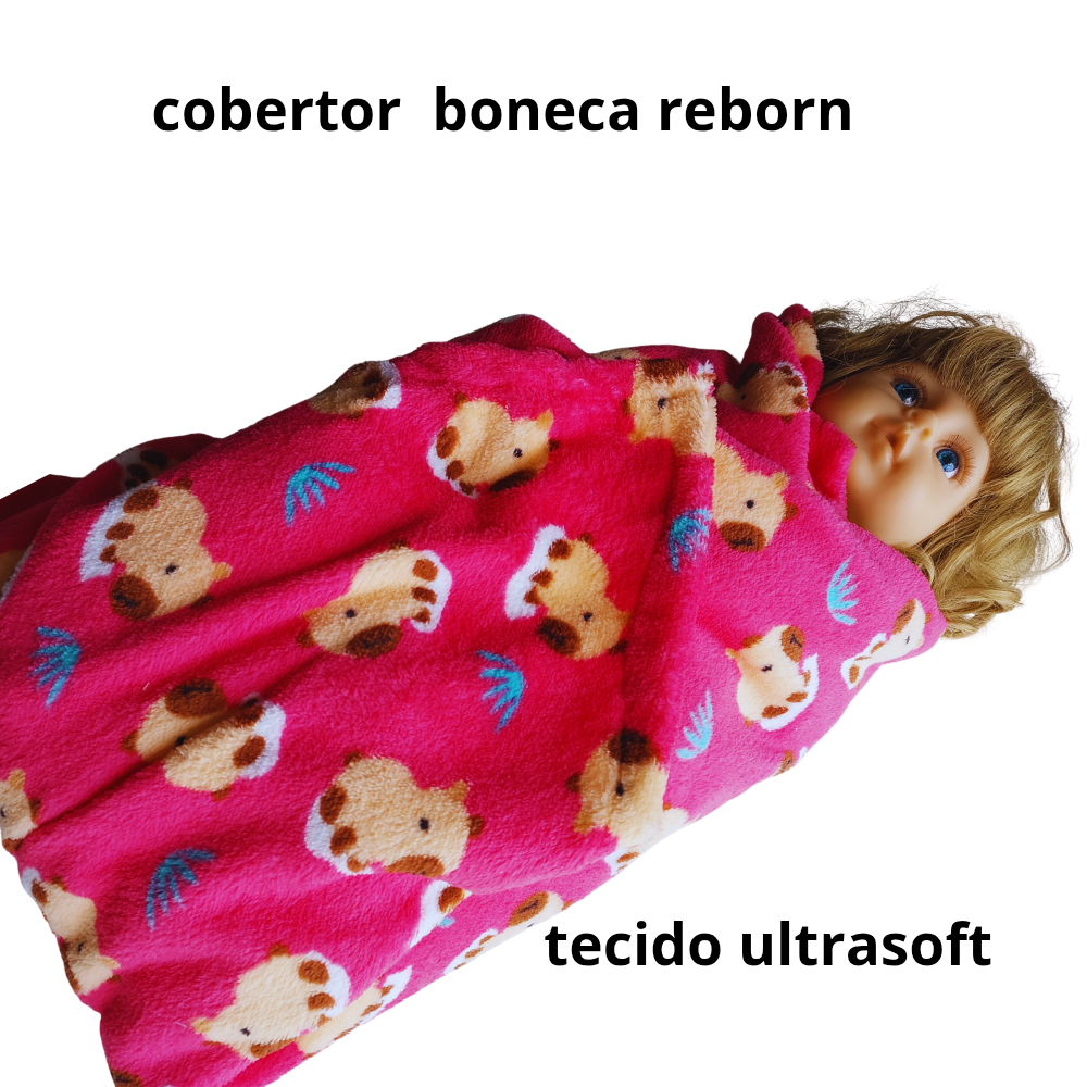 Cobertor Boneca Reborn Bebê Realista Manta Estampada Kit C/2 Unidades