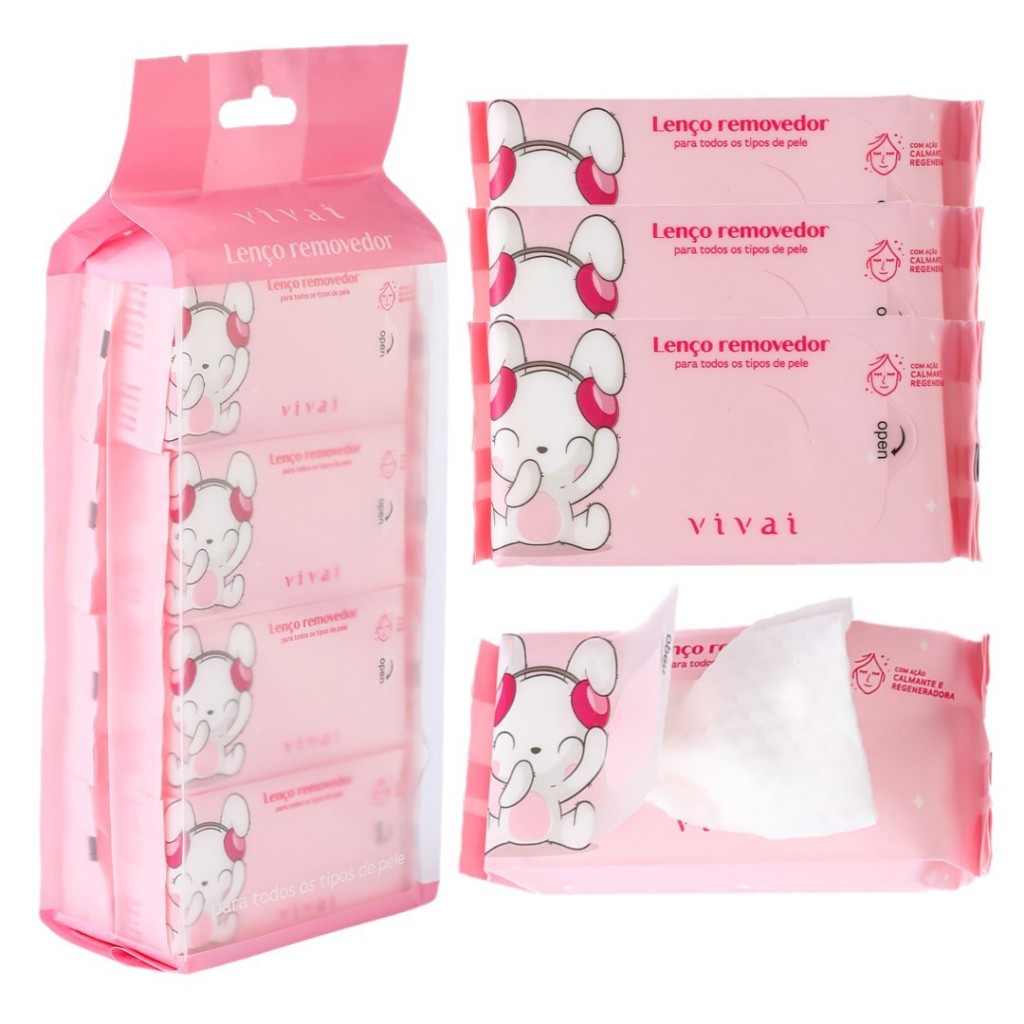 Mini Lenço Demaquilante Vivai Lenço Removedor de Maquiagem para Todos os Tipos de Pele