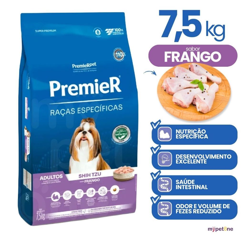 Ração Premier Shih Tzu Frango Cães Pequenos 7,5kg em Oferta na Shopee