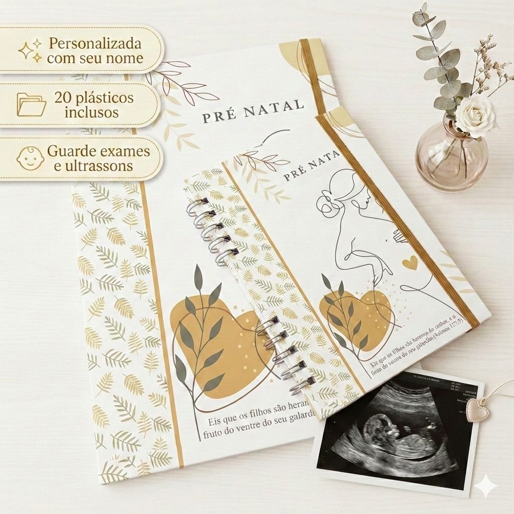 Kit Pasta Gestante Personalizada Completa | Documentos, Ultrassom e Pulseirinha