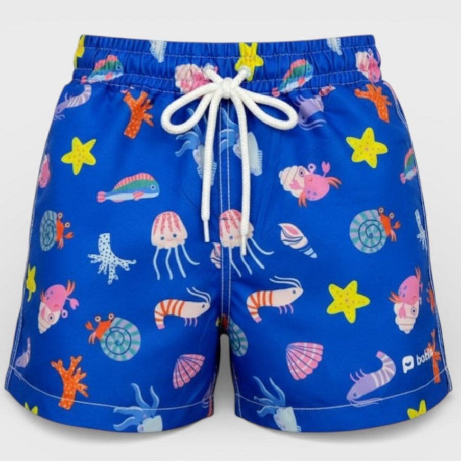 Short Moda Praia Infantil Masculino Bermuda Piscina Meninos Estampado Azul