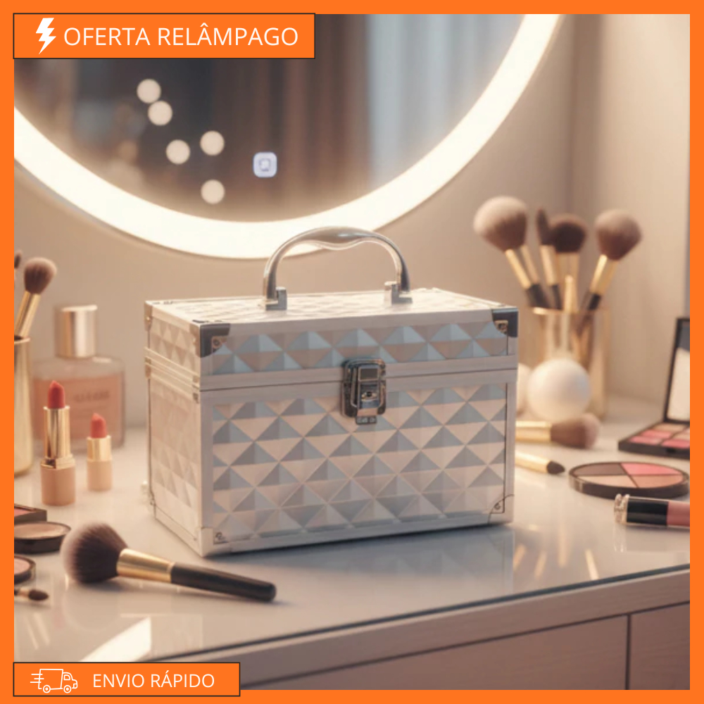 Maleta de Maquiagem Vazia com Espelho - Organizador Médio com  Compartimento em Oferta na Shopee
