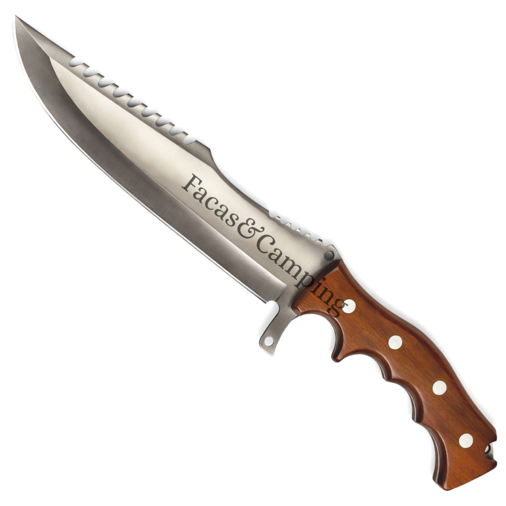 Facão Camping Sobrevivência 40cm Aço Inox Cabo Madeira Com Bainha