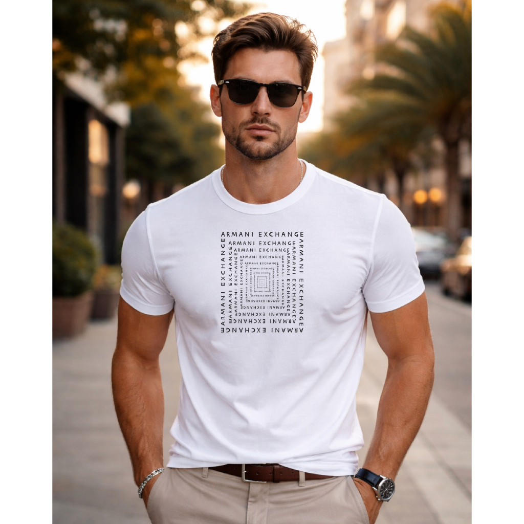 Camiseta AX Arman Masculina Fio 30.1 100% Algodão Estampa (Coleção Nova) Promoção