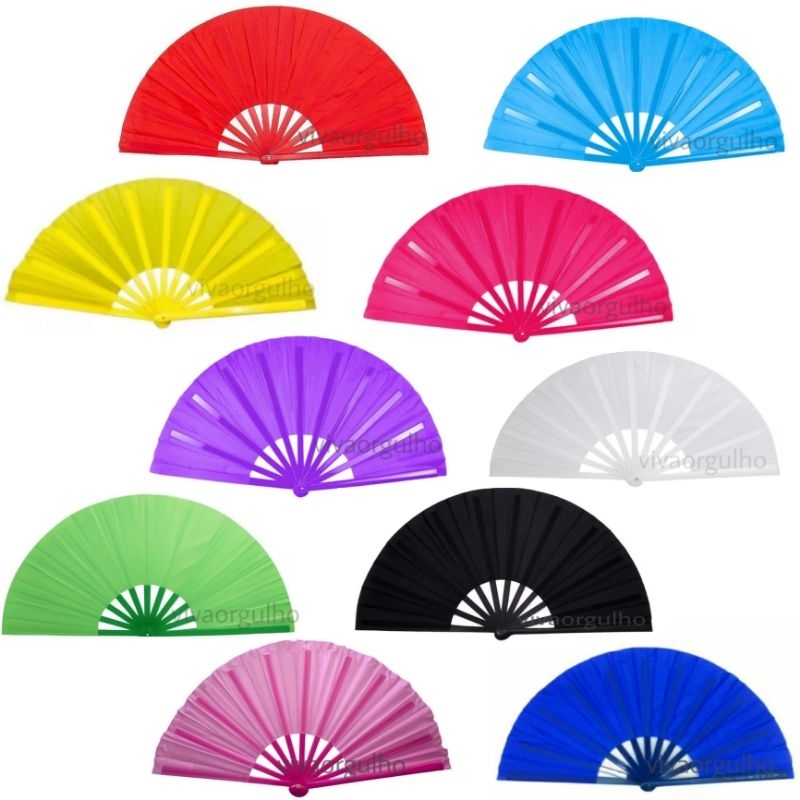 leques de festa carnaval grande e pequeno abanador colorido lgbt glitter arco íris holográfico furta cor