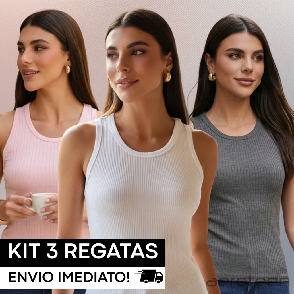 Kit 3 Blusas Regatas Femininas Canelada Premium Lisa Básica Casual Verão Leve Flexível Frete Gratis