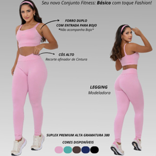 Conjunto Feminino de Academia Calça Legging + Top Modelador que Levanta e Define o Corpo em Oferta na Shopee