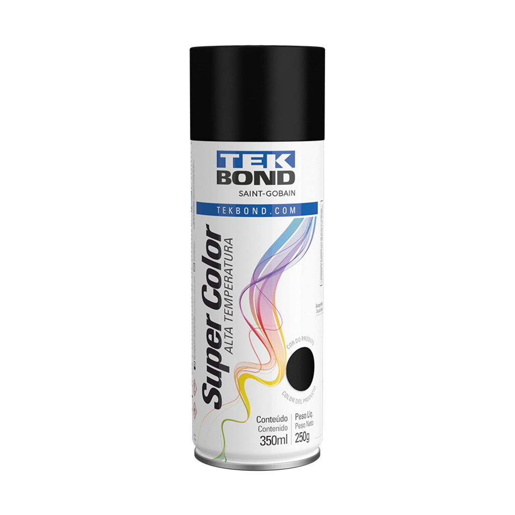 TINTA SPRAY PRETO FOSCO ALTA TEMPERATURA 250G 350ML TEKBOND
