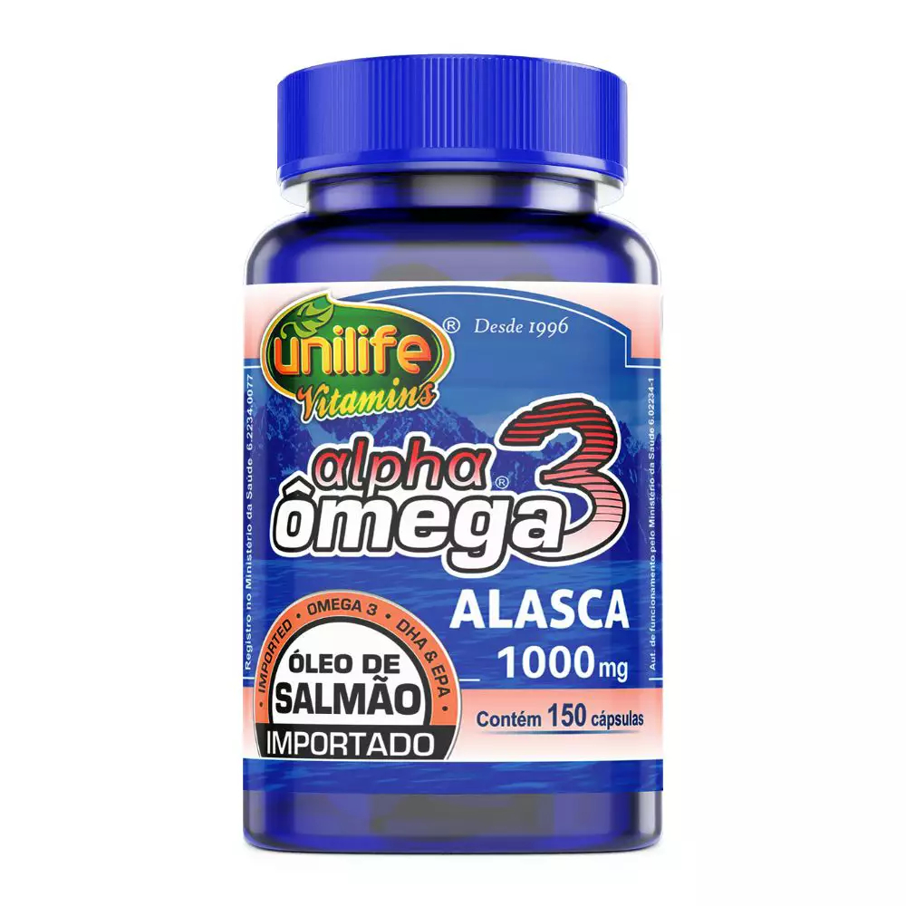 Alpha Ômega 3 Óleo de Salmão Alasca Unilife 150 Cápsulas 1000mg