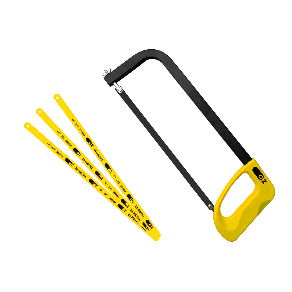 Arco De Serra Fixo 12 Pol + 3 Lâminas Bimetal 24d Oz Amarelo