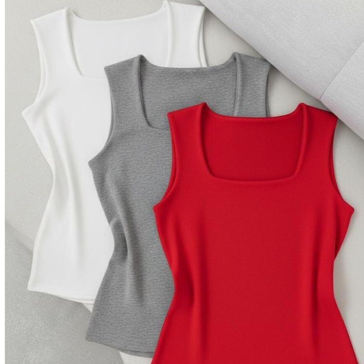 Kit 3 Blusinhas Regata Feminina Decote Quadrado Tecido Suplex Verão 2026 em Oferta na Shopee