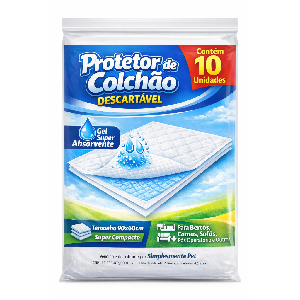 Protetor de Colchão Descartável 90x60cm com Gel Super Absorvente – Pacote com 10 Unid | Para Berço, Cama, Sofá em Oferta na Shopee