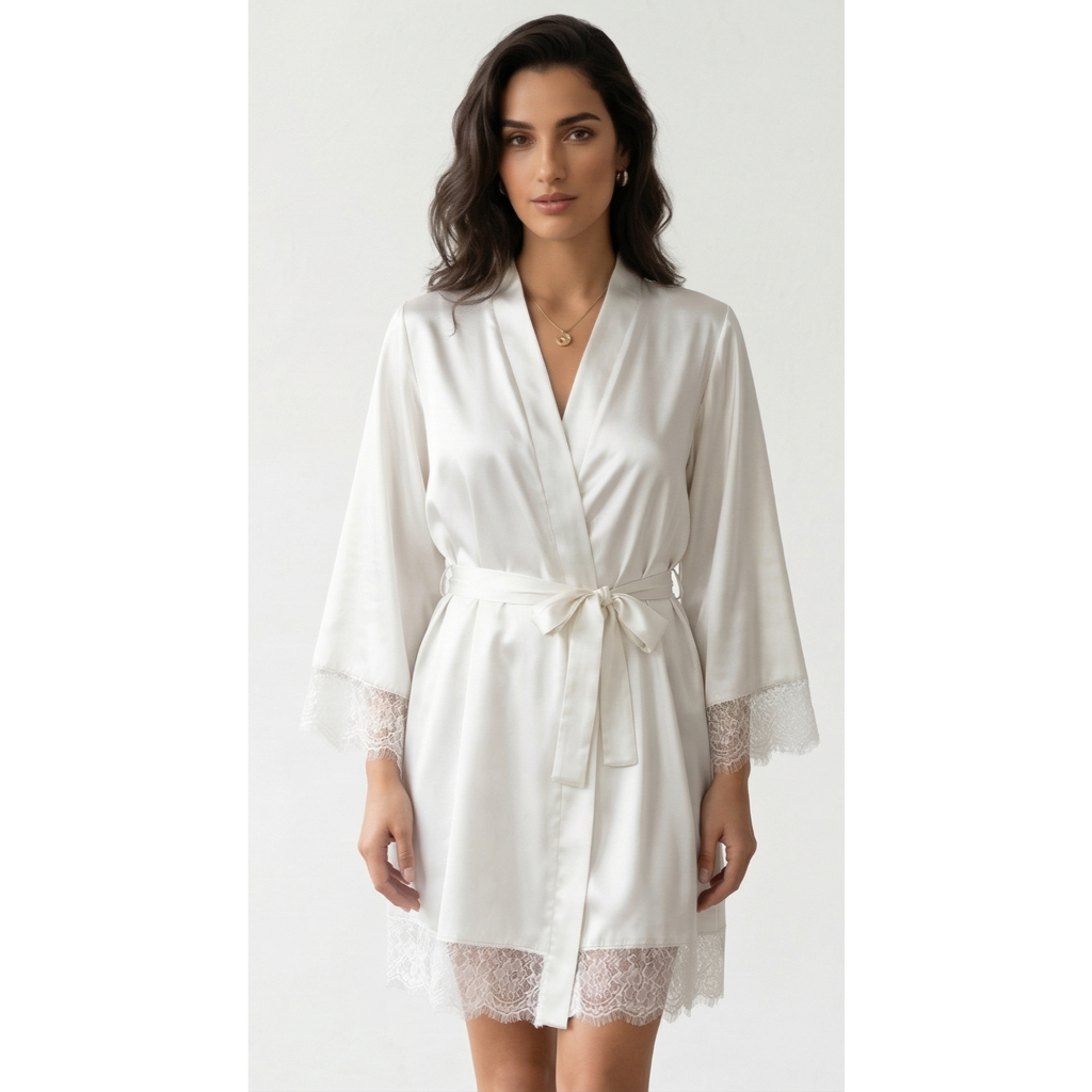 Robe de Cetim com Renda Premium para Lua de Mel Casamento Madrinha Noivado