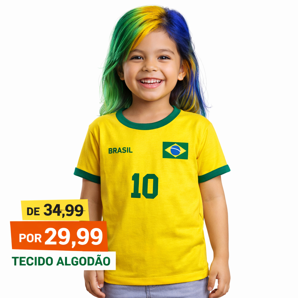 Camiseta Infantil Do Brasil Feminina Tecido ALGODÃO