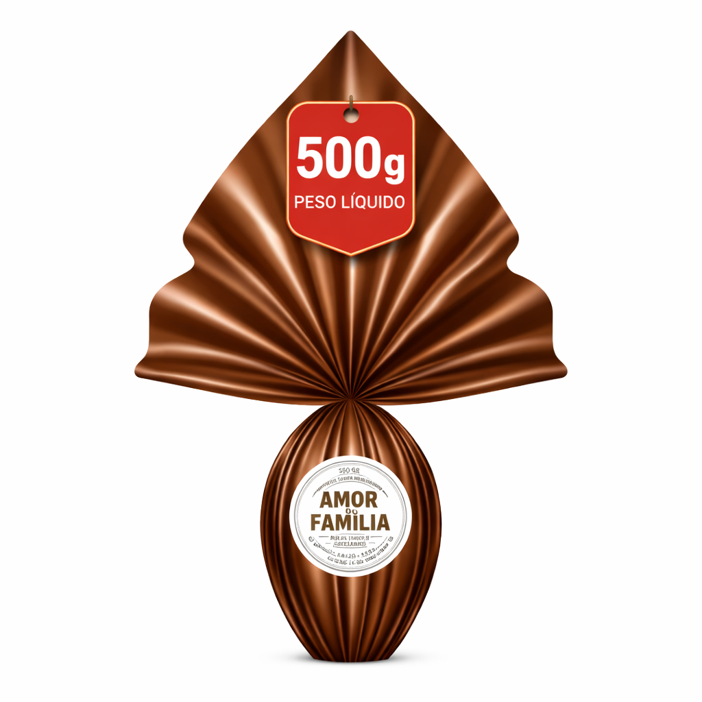 R$ 36,00 a Unidade Ovo de Páscoa 500 gramas Chocolate Preto | Amor de Família | Atacado | Revenda (100 unidades)