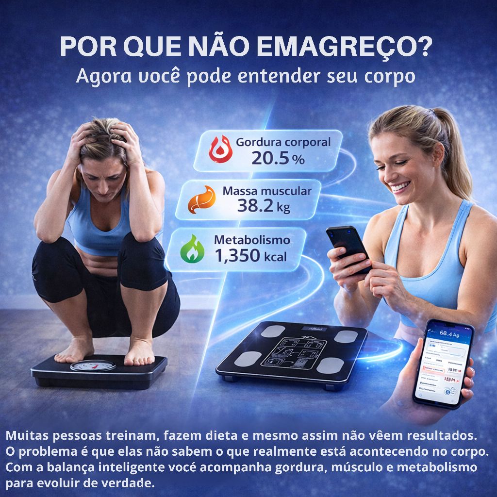 Balança Digital de Medição por Bioimpedância com Bluetooth 140kg - Preta em Oferta na Shopee