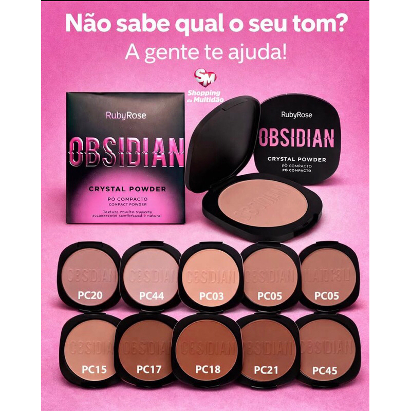 Pó Compacto Ruby Rose Obsidian Crystal Powder em Oferta na Shopee