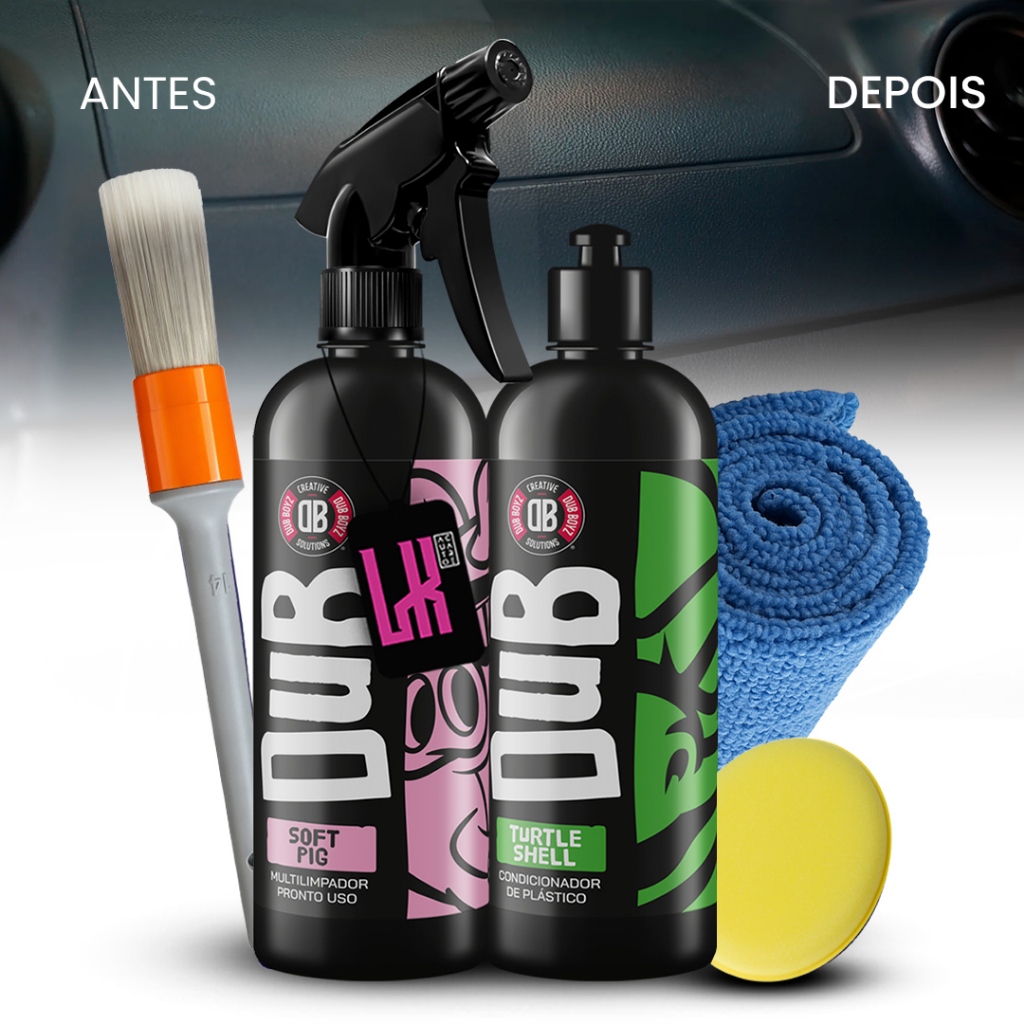 Soft Pig Turtle Shell 500ml Dub Boyz Kit Renova Plastico Painel Console Limpador Revitalizador