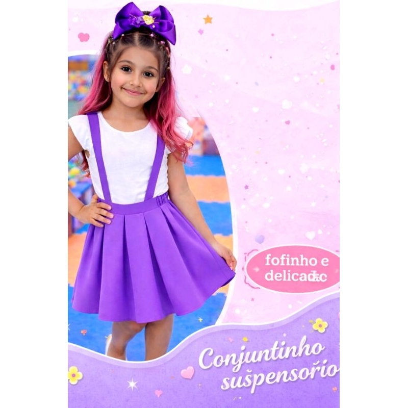 salopete infantil com  pregas  , sem blusa. entrega rápida. em Oferta na Shopee