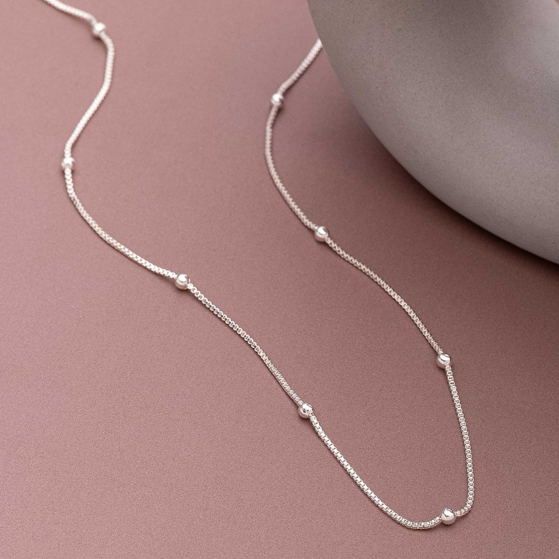 Colar Veneziana com Bolinhas Folheado a Prata 925 – Feminino, Delicado, Antialérgico, Corrente 45+5 cm em Oferta na Shopee